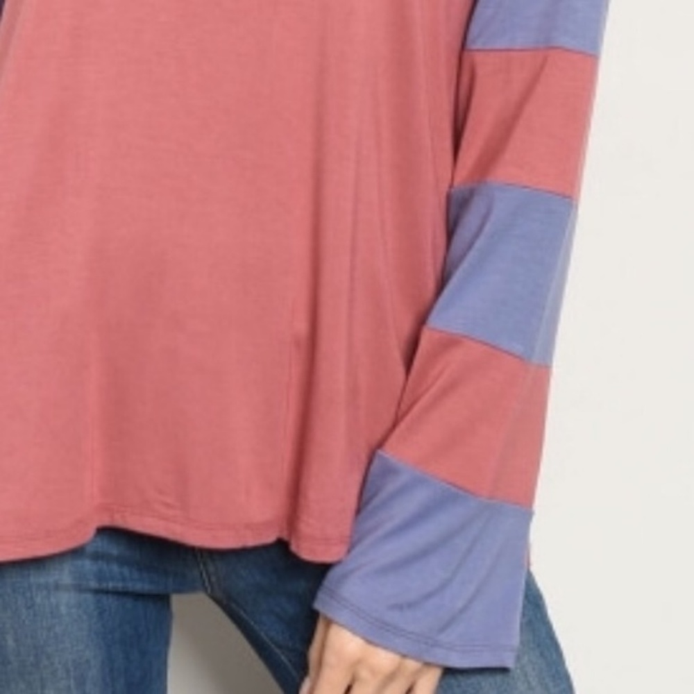 Bamboo mauve and blue stripe top - Picture 4 of 4